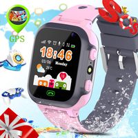 ZEERKEER Kids GPS Tracker Watch Smart Watch Phone for Kids with Waterproof Voice Chat SOS Call Camera Games Alarm Clock Anti Lost Games Touch Screen Watch for Children Students Birthday Gifts (Pink)