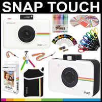 Polaroid Snap Touch Instant Camera Gift Bundle + Zink Paper (30 Sheets) + Snap Themed Scrapbook + Pouch + 6 Edged Scissors + 100 Sticker Border Frames + Gel Pens + Hanging Frames + Accessories