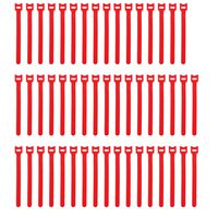 Pasow 50pcs Reusable Fastening Adjustable Cable Ties Wire Management (7 Inch, Red)