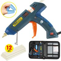 PROkleber Hot Melt Glue Gun Kit Full Size 100 Watt with Carry Bag and 12 pcs Glue Sticks, for DIY, Arts & Crafts Projects, Sealing, Quick Repairs, Light and Heavy Duty, Home, Office (Green/Blue)