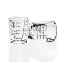 BCnmviku Espresso Shot Glasses Measuring Cup Liquid Heavy Glass for Baristas 2oz for Single Shot of Ristrettos (2 pack)