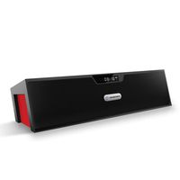 Soundance FM Radio Wireless Bluetooth Speaker Alarm Clock, Portable Radio Speaker with Digital LED USB Rechargeable for Office Desk Home Bedroom Bedside Desktop Computer, SDY019 Black Red