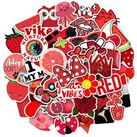 Trendy VSCO Red Water Bottles Stickers 50pcs, Cute Girl Lovely Kids/Teen Laptop Vinyl Computer Waterproof Skateboard Luggage Decal Graffiti Patches Decal
