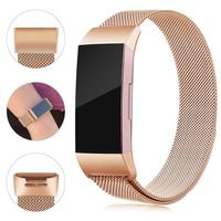 Find-MyWay Replacement Compatible with Fitbit Charge 3 Bands/Charge 3 SE Metal Bands Wristband Accessory Breathable Sport Bracelet Strap Small & Large for Women Men Silver Rose Gold 10 Colors