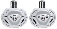 2) Boss MRWT69W 6x9" 1100W 4-Way Marine Wake Tower Boat Waterproof Speaker White