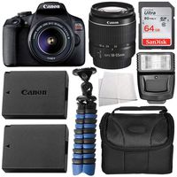 Canon EOS Rebel T7 Body Only with Canon EF-S 18-55mm f/3.5-5.6 III Lens & Essential Accessory Bundle - Includes: SanDisk Ultra 64GB SDXC Memory Card, Extended Life Replacement Battery (LP-E10) & More