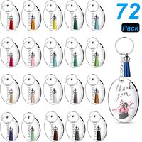 Acrylic Transparent Circle Discs, Circle Key Chains Clear Round Acrylic Keychain Blanks and Silver Tassel Pendant Keyring for DIY Projects and Crafts (24 Pieces)