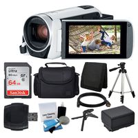 Canon VIXIA HF R800 Camcorder (White) + SanDisk 64GB Memory Card + Digital Camera/Video Case + Extra Battery BP-727 + Quality Tripod + Card Reader + Tabletop Tripod/Handgrip - Deluxe Accessory Bundle