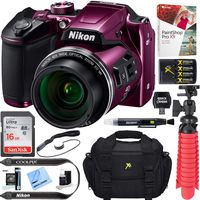 Nikon COOLPIX B500 16MP 40x Optical Zoom Digital Camera w/Wi-Fi - Plum (Renewed) + 16GB SDHC Accessory Bundle