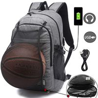 Sports Laptop Backpacks Bags for Basketball, Soccer with Ball Compartment Gray