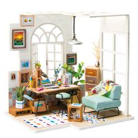 ROBOTIME Miniature Dollhouse Kit Decorations with Lights and Furnitures DIY House Craft Kits Best Birthdays Gifts for Boys and Girls (SOHO TIME)