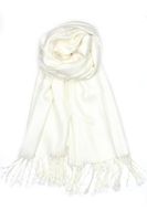 Achillea Large Soft Silky Pashmina Shawl Wrap Scarf in Solid Colors (Ivory)