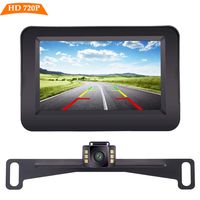 Yakry HD Backup Camera and Monitor Kit Wire Single Power Supply For Whole System Rear View/Constantly View License Plate Reverse Camera For Car/SUV/Vehicle/Pickup Waterproof Night Vision Guide Lines