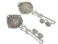 Vintage Silver Plated Large Saint Benedict Key For Home Protection with Wallet size prayer card/Wall Decor Hang On Door Blessing/Llave De San Benito/St Benedict Medal Key Vintage Silver Tone