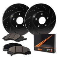Max Brakes Front Elite Brake Kit [ E-Coated Slotted Drilled Rotors + Ceramic Pads ] KT044581 Fits: Toyota 2009-2015 Corolla 2009-2013 Matrix | Pontiac 2009 2010 | Vibe Scion 2008-2014 XD
