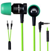GranVela G10 Hammering Gaming Earphones in-Ear Noise-isolating Bass Headphones with Microphones Earbuds, Green