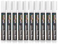 Liquid Chalk Marker Pen - White Dry Erase Marker - Chalk Markers for Chalkboard Signs, Windows, Blackboard, Glass - 6mm Reversible Tip (10 Pack) - 24 Chalkboard Labels Included