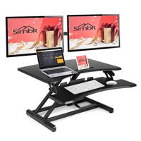 SIMBR Standing Desk Converter fits Dual Monitor, Height Adjustable Sit to Stand Desk Riser with Removable Keyboard Tray