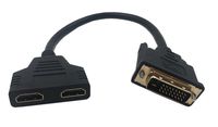 CERRXIAN 12Inch 1080P DVI 24+1 Pin Male to Dual HDMI Female Splitter Cable for PC Monitor HDTV