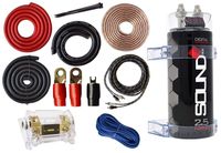 SoundBox 0 Gauge Amp Kit Amplifier Install Wiring & 2.5 Farad Digital Capacitor, 6000W Peak