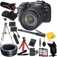 Canon EOS RP Mirrorless DSLR w/RF 24-105mm f/4L is USM + Mount Adapter EF-EOS R + Pro Accessory Kit