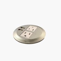PWR-Plug Power Grommet for Desk Office Furniture Fits 3.125" Inch Standard Grommet Hole 2 AC Outlets 2 USB Charging Ports ETL Listed Round - (Round - (SILVER) Fits 3 1/8" - 3 1/4")