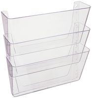 Deflecto Office DocuPocket DEF73601RT, Wall File Organizer, Stackable, Letter Size, Clear, Set of 3, 13"W x 7"H x 4"D