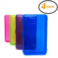 Emraw Utility Storage Box - Bright Color Multi Purpose Pencil Box for School Supplies Durable Plastic Pencil Box, Small Plastic Pencil Case, Mini Organizer Storage Box (Random 4-Pack)