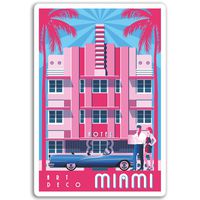 2 x 10cm Art Deco Miami Vinyl Stickers - America Sticker Laptop Luggage #17082 (10cm Tall)
