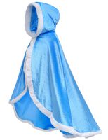 Party Chili Fur Princess Hooded Cape Cloaks Costume for Girls Dress Up Blue 8-10 Years(140cm)