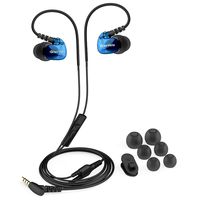 Granvela GV1 HD Sports Earphones Waterproof Running Earbuds Wired with Mic, Memory Wire Earhook and Clip - Blue