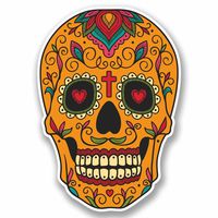 2 x 10cm/100mm Sugar Skull Vinyl Sticker Decal Laptop Car Travel Luggage Label Tag #9724