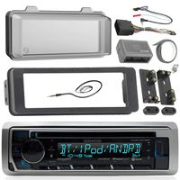 Kenwood KMRD365BT Marine Radio Stereo Receiver Bundle, 1998 2013 Harley Davidson Touring Flht Flhx Flhtc + Adapter Dash Kit With Handle Bar Control Module + Weathershield Cover + Enrock Wire Antenna