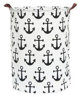 CLOCOR Large Storage Bin-Cotton Storage Basket-Round Gift Basket with Handles for Toys,Laundry,Baby Nursery(Anchor)