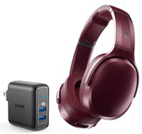 Skullcandy Crusher ANC Personalized Noise Canceling Wireless Bluetooth Headphone Bundle with Anker 2-Port Wall Charger - Moab/Red