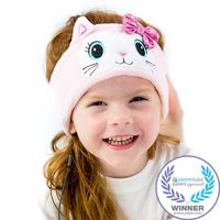 CozyPhones Kids Headphones Volume Limited with Ultra-Thin Speakers & Super Soft Fleece Headband - Perfect Toddlers & Children's Earphones for Home, School & Travel - Pink Kitty