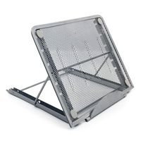 PrettyWit Laptop Riser Stand Ventilated Adjustable Desk Tablet PC for Pad Phone Steel Mesh Stand Diamond Painting Light Box Pad Holder, 9.5 x 7.5 x 0.5 Inches, Silver Gray
