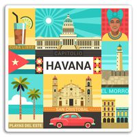 2 x 10cm Havana Vinyl Stickers - Cuba Cool Travel Sticker Laptop Luggage #17606 (10cm Tall)