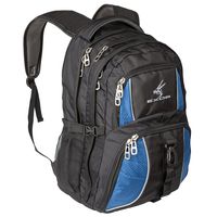 Exos Backpack, (Laptop, Travel, School or Business) Urban Commuter (Black with Blue Trim)