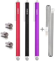 MEKO (3Pcs) Ultra Sensitive New Micro-Fiber Tip Stylus Pen for All Touch Screen Devices Bundle with 3 Replacement Tips,2 Elastic Lanyards (Black/Red/Purple)