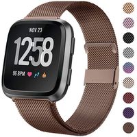 HAPAW Bands Compatible with Fitbit Versa/Versa 2, Women Men Metal Stainless Steel Replacement Sport Bracelet Strap Wristbands Accessories Small Large with Magnet Lock for Versa Smartwatch