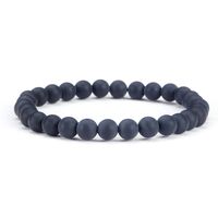Cherry Tree Collection Gemstone Beaded Stretch Bracelet 6mm Round Beads | Small - 6" (Black Agate Matte)