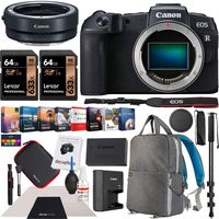 Canon EOS RP Full-Frame Mirrorless Digital Camera Body Only with EF-EOS R Lens Adapter & Deco Gear Photography Backpack Essential Accessories Kit Monopod 2X 64GB Memory Cards & Software Bundle