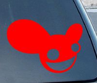 Deadmau5 Logo Head Turns - Vinyl 3" wide (set of 2 stickers) (color: RED) decal laptop tablet skateboard car windows sticke
