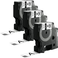 IND Vinyl Labels 3/4" 18445 Black on White 3 Pack