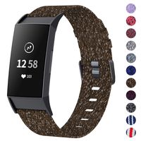 NANW Woven Bands Compatible with Fitbit Charge 3 Bands/Charge 3 SE, Soft Breathable Fabric Replacement Wristbands Strap Sports Accessories for Women Men, Large Small