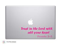 Trust in the Lord with All Your Heart Proverbs 3-5 Bible Verse Vinyl Car Sticker Symbol Silhouette Keypad Track Pad Decal Laptop Skin Ipad Macbook Window Truck Motorcycle