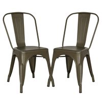 Poly and Bark Trattoria Kitchen and Dining Metal Side Chair in Bronze (Set of 2)