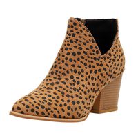 BIKETAFUWY Snakeskin Print Boots Womens Pointed Toe High Chunky Heel Pumps Ankle Boots V Cutout Party Fashion Shoes