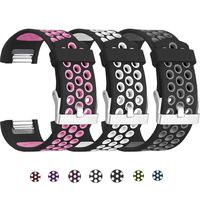 SKYLET Compatible with Fitbit Charge 2 Bands, 3 Pack Breathable Silicone Replacement Sport Wristbands Compatible with Fitbit Charge 2 with Secure Watch Clasp Men Women Large Small